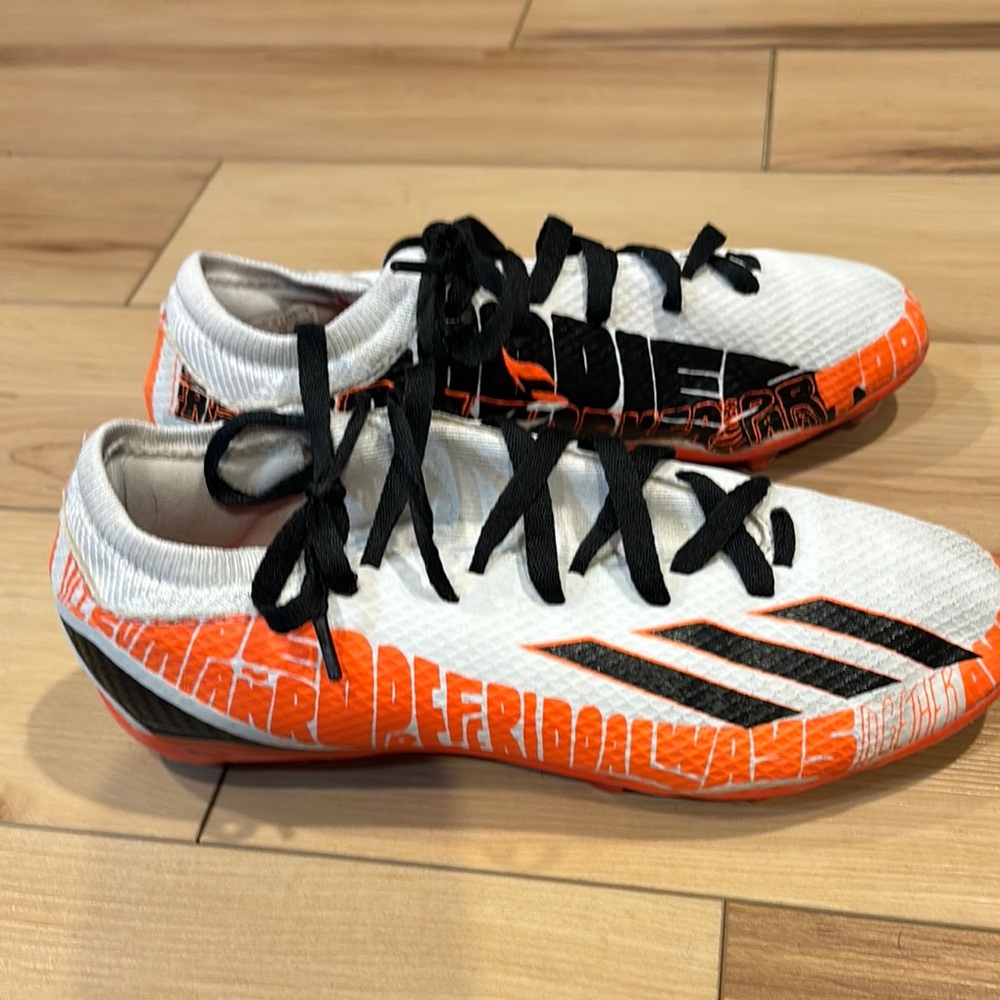 Adidas White and Orange Soccer Cleats